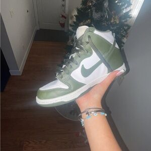 Nike Green and White High-Top Sneakers